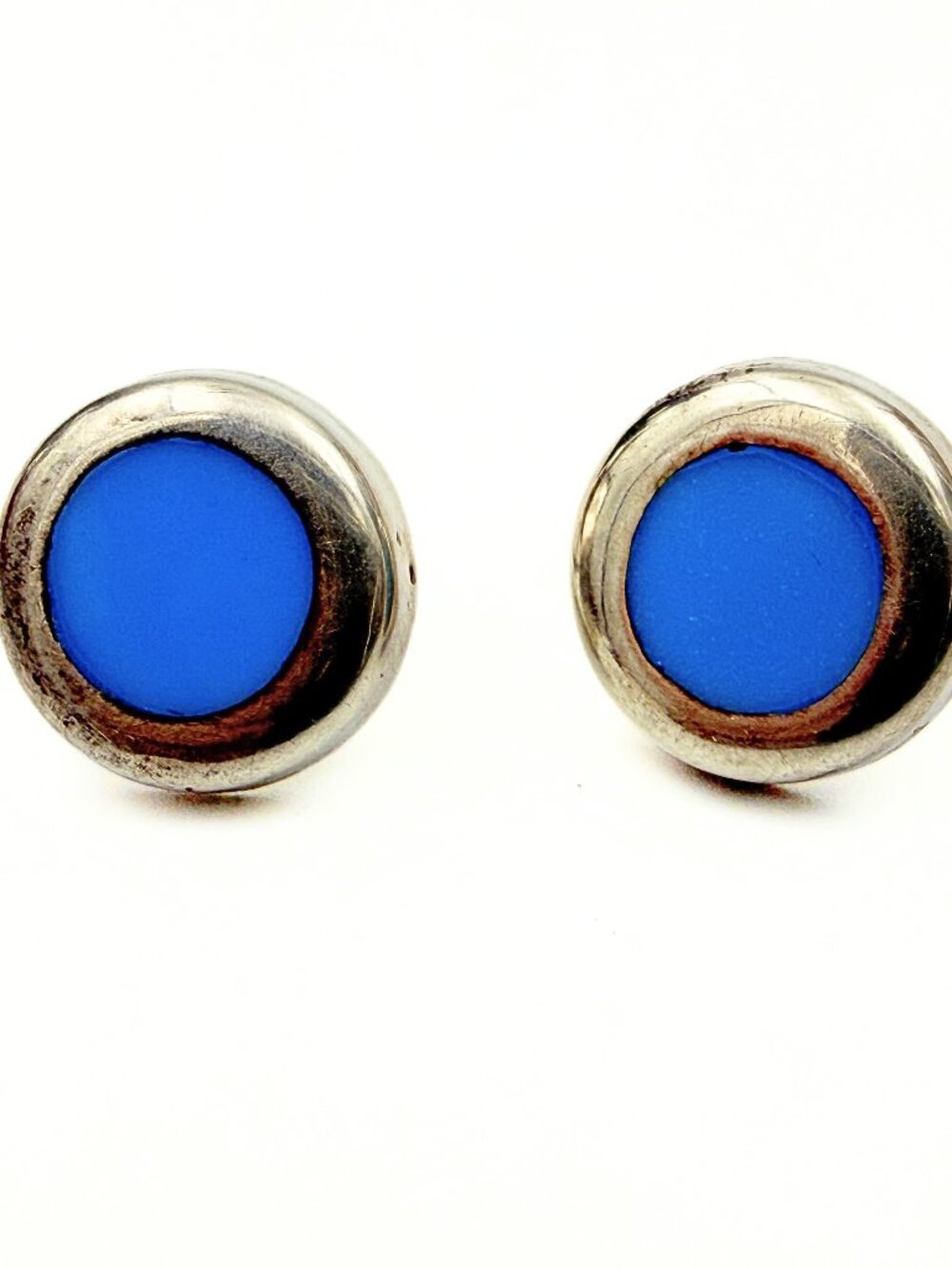Dainty Marked Mexico Sterling Silver Turquoise Minimalist Post Back Earrings